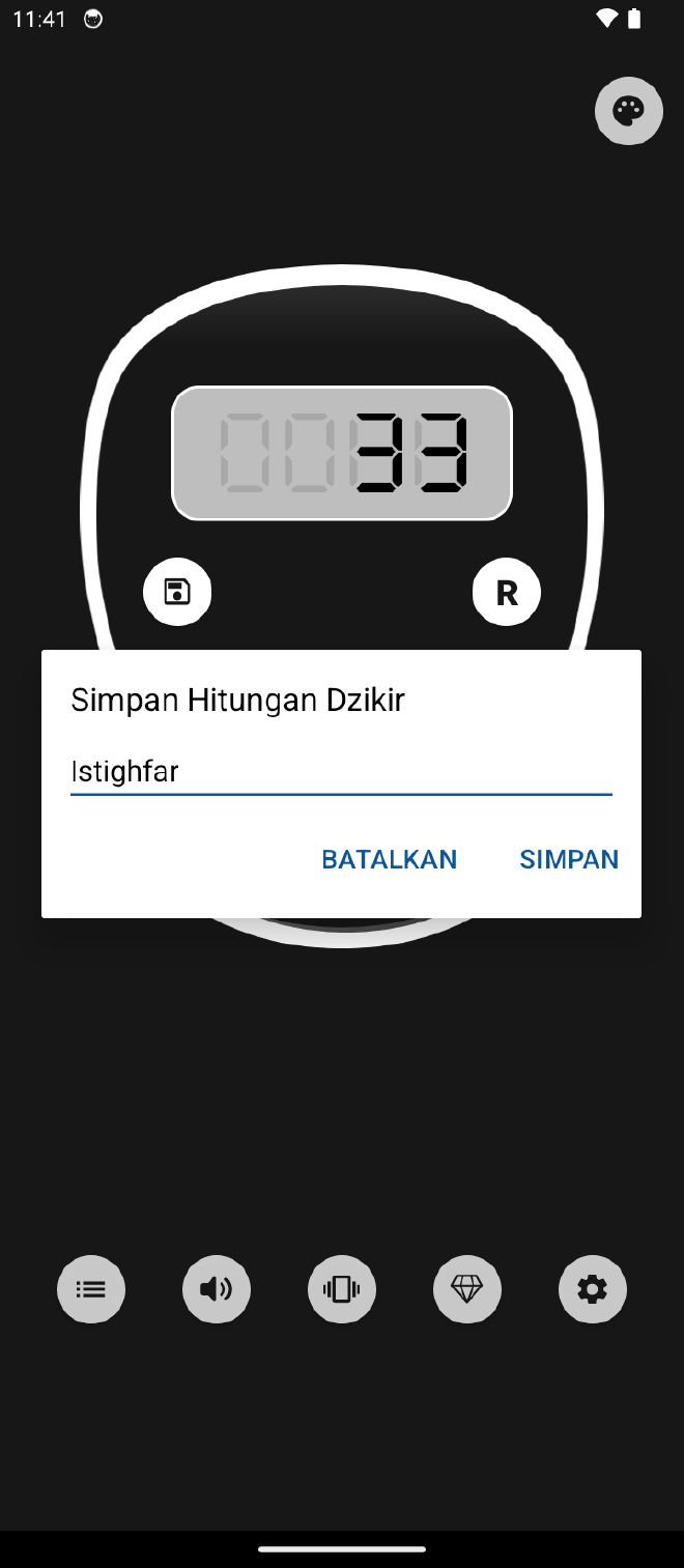 Simapan Dzikir di Tasbih Digital